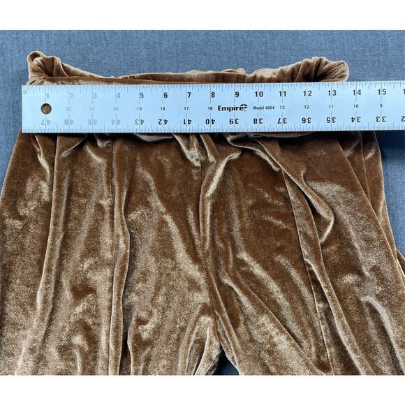 Velvet Flare Bell‎ Bottom Pants Womens XL Brown Boho Retro 70s Festival Lounge - Picture 7 of 13